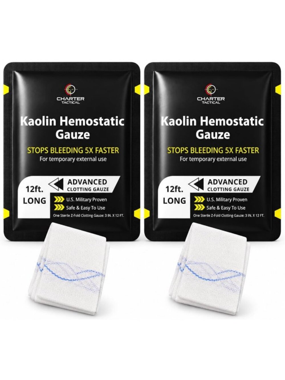 Hemostatic Gauze for Blood Clotting & Wound Packing - 2 Pack, Advanced Care